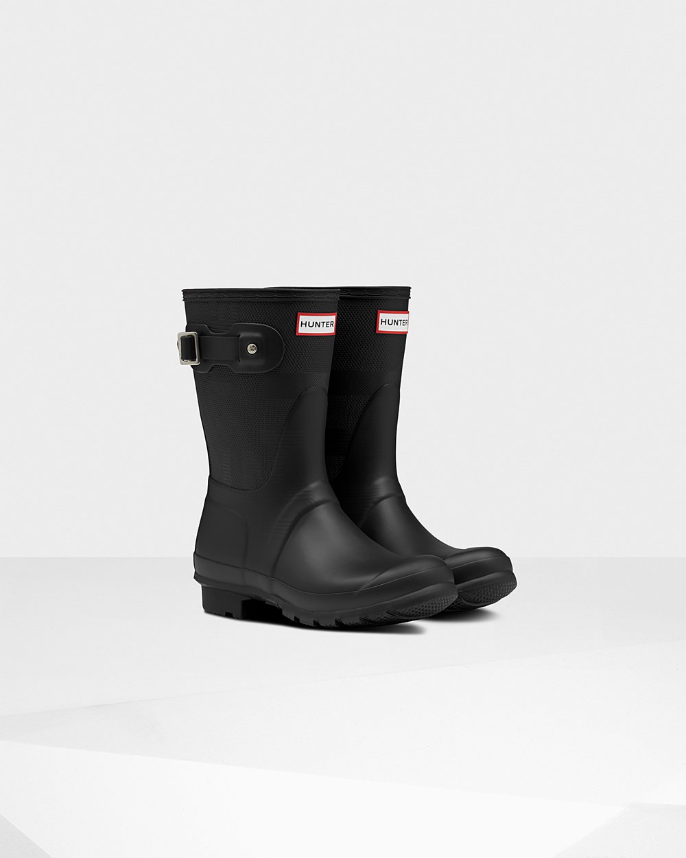 Hunter Original Exploded Logo Texture Short Rain Boots - Cheap Online Womens Black - GHAPWK956